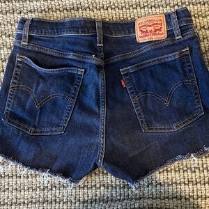 Levi's Dark Blue Frayed Hem Shorts